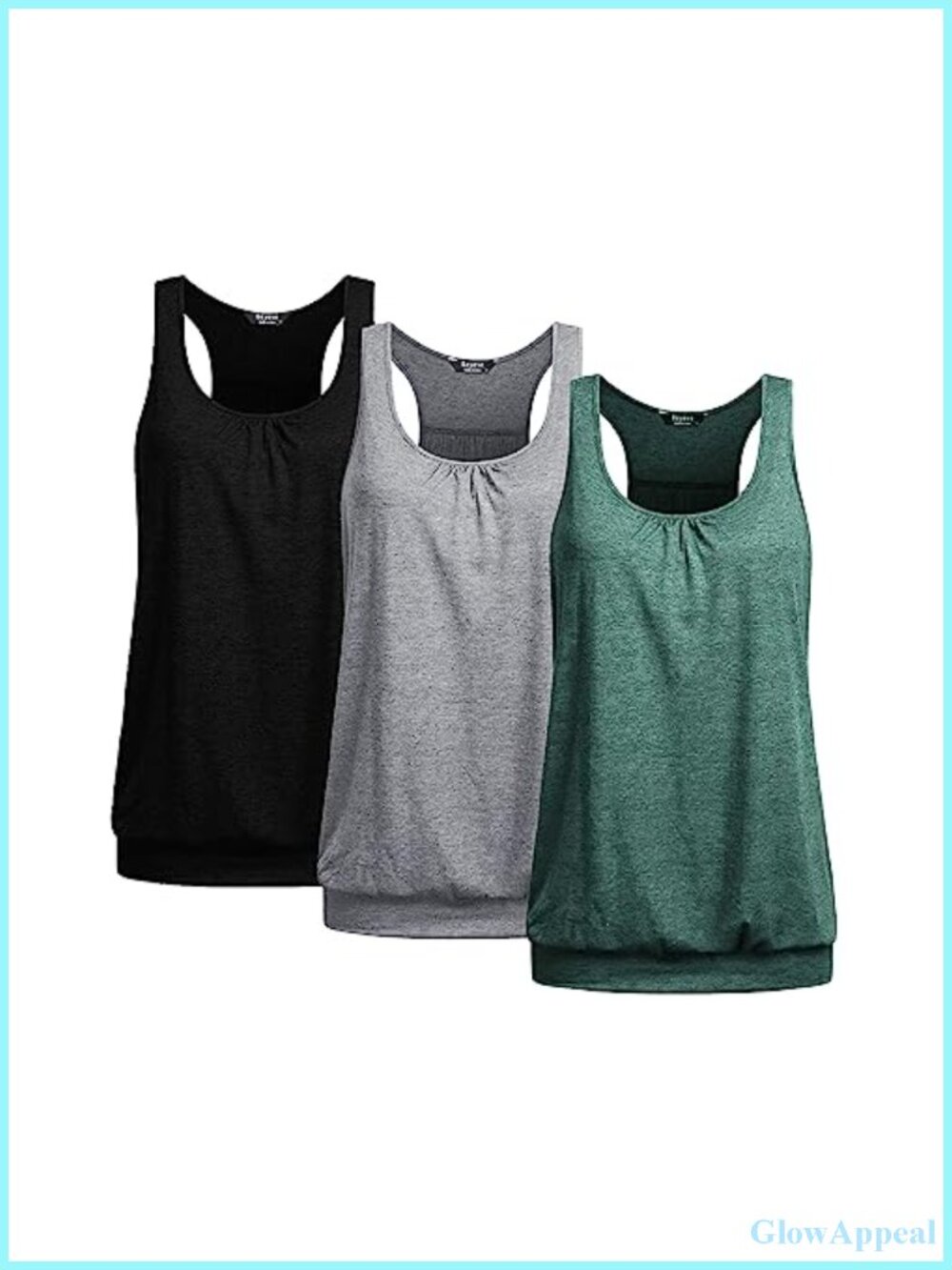 Plus Size Racerback Tank Tops 3-Pack Sleeveless Yoga Shirts